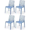 Goyal steel &amp; furniture Plastic Web Designer, Outdoor Without Arm Chair (Jali) Gloss Finish Standard Chair for Home Reception Study Office Plastic Chair (4, Blue, Standard)