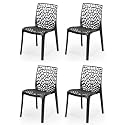 Goyal steel &amp; furniture Plastic Web Chair Outdoor Without Arm Chair (Jali) Gloss Finish Standard Chair for Home Reception Study Office Plastic Chair (4, Black, Standard)