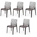 Goyal steel &amp; furniture Plastic Web Chair Outdoor Without Arm Chair (Jali) Gloss Finish Standard Chair for Home Reception Study Office Plastic Chair (12, Brown, Standard)