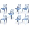 Goyal steel &amp; furniture Plastic Web Designer, Outdoor Without Arm Chair (Jali) Gloss Finish Standard Chair for Home Reception Study Office Plastic Chair (7, Blue, Standard)