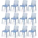 Goyal steel &amp; furniture Plastic Web Chair Outdoor Without Arm Chair (Jali) Gloss Finish Standard Chair for Home Reception Study Office Plastic Chair (12, Blue, Standard)