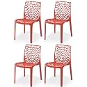 Goyal steel & furniture Plastic Web Chair Outdoor Without Arm Chair (Jali) Gloss Finish Standard Chair for Home Reception Study Office Plastic Chair (4, Red, Standard)