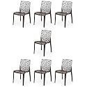 Goyal steel &amp; furniture Plastic Web Chair Outdoor Without Arm Chair (Jali) Gloss Finish Standard Chair for Home Reception Study Office Plastic Chair (7, Brown, Standard)