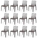 Goyal steel &amp; furniture Plastic Web Chair Outdoor Without Arm Chair (Jali) Gloss Finish Standard Chair for Home Reception Study Office Plastic Chair (12, Brown, Standard)