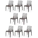 Goyal steel &amp; furniture Plastic Web Chair Outdoor Without Arm Chair (Jali) Gloss Finish Standard Chair for Home Reception Study Office Plastic Chair (8, Brown, Standard)