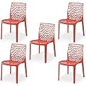 Goyal steel &amp; furniture Plastic Web Designer, Outdoor Without Arm Chair (Jali) Gloss Finish Standard Chair for Home Reception Study Office Plastic Chair (5, Red, Standard)