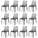 Goyal steel &amp; furniture Plastic Web Chair Outdoor Without Arm Chair (Jali) Gloss Finish Standard Chair for Home Reception Study Office Plastic Chair (12, Black, Standard)