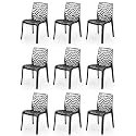 Goyal steel &amp; furniture Plastic Web Chair Outdoor Without Arm Chair (Jali) Gloss Finish Standard Chair for Home Reception Study Office Plastic Chair (9, Black, Standard)