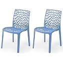 Goyal steel &amp; furniture Plastic Web Chair Outdoor Without Arm Chair (Jali) Gloss Finish Standard Chair for Home Reception Study Office Plastic Chair (2, Blue, Standard)