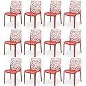 Goyal steel &amp; furniture Plastic Web Chair Outdoor Without Arm Chair (Jali) Gloss Finish Standard Chair for Home Reception Study Office Plastic Chair (12, Red, Standard)