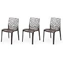 Goyal steel &amp; furniture Plastic Web Chair Outdoor Without Arm Chair (Jali) Gloss Finish Standard Chair for Home Reception Study Office Plastic Chair (3, Brown, Standard)