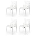 Goyal steel &amp; furniture Plastic Web Chair Outdoor Without Arm Chair (Jali) Gloss Finish Standard Chair for Home Reception Study Office Plastic Chair (4, White, Standard)