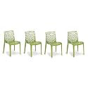 Goyal Steel &amp; Furniture Plastic Web Designer Chair - Outdoor Without Arm (Jali) Gloss Finish for Home, Reception, Study, Office (4, Green, Standard)