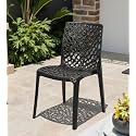 Goyal steel &amp; furniture Plastic Web Chair Outdoor Without Arm Chair (Jali) Gloss Finish Standard Chair for Home Reception Study Office Plastic Chair (1, Black, Standard)