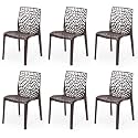 Goyal steel &amp; furniture Plastic Web Chair Outdoor Without Arm Chair (Jali) Gloss Finish Standard Chair for Home Reception Study Office Plastic Chair (6, Brown, Standard)