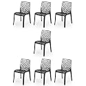 Goyal steel &amp; furniture Plastic Web Chair Outdoor Without Arm Chair (Jali) Gloss Finish Standard Chair for Home, Office Plastic Chair, Set of 7 (Black)