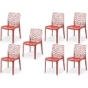 Goyal steel &amp; furniture Plastic Web Designer, Outdoor Without Arm Chair (Jali) Gloss Finish Standard Chair for Home Reception Study Office Plastic Chair (7, Red, Standard)