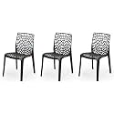 Goyal steel &amp; furniture Plastic Web Chair Outdoor Without Arm Chair (Jali) Gloss Finish Standard Chair for Home Reception Study Office Plastic Chair (12, Black, Standard)