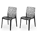 Goyal steel &amp; furniture Plastic Web Chair Outdoor Without Arm Chair (Jali) Gloss Finish Standard Chair for Home Reception Study Office Plastic Chair (2, Black, Standard)