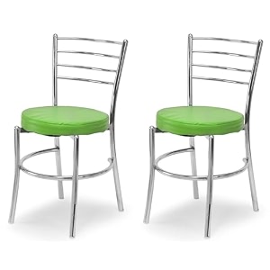 goyal steel amp furniture steel dining chair with cushion comfortable multi-purpose chair heavy duty for caf study hostel restaurant home office 2 green standard