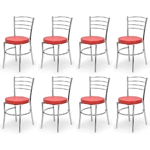 goyal steel amp furniture steel dining chair with cushion comfortable multi-purpose chair heavy duty for caf study hostel restaurant home office 8 red standard