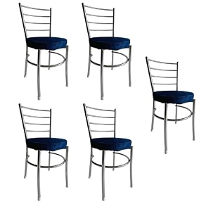 goyal steel amp furniture steel dining chair with cushion comfortable multi-purpose chair heavy duty for caf study hostel restaurant home office 5 blue standard