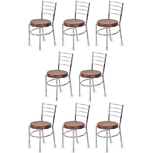goyal steel amp furniture steel dining chair with cushion comfortable multi-purpose chair heavy duty for caf study hostel restaurant 8 brown standard