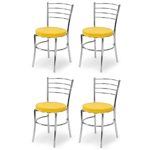 goyal steel amp furniture steel dining chair with cushion comfortable multi-purpose chair heavy duty for caf study hostel restaurant home office 4 yellow standard