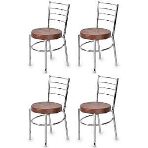 goyal steel amp furniture steel dining chair with cushion comfortable multi-purpose chair heavy duty for caf study hostel restaurant 4 brown standard