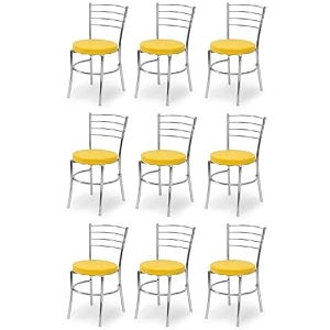 goyal steel amp furniture steel dining chair with cushion comfortable multi-purpose chair heavy duty for caf study hostel restaurant 2 yellow standard