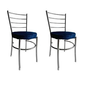 goyal steel amp furniture steel dining chair with cushion comfortable multi-purpose chair heavy duty for caf study hostel restaurant home office 2 blue standard