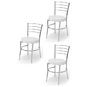 goyal steel amp furniture steel dining chair with cushion comfortable multi-purpose chair heavy duty for caf study hostel restaurant home office 3 grey standard