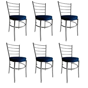 goyal steel amp furniture steel dining chair with cushion comfortable multi-purpose chair heavy duty for caf study hostel restaurant home office 6 blue standard