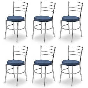 goyal steel amp furniture steel dining chair with cushion comfortable multi-purpose chair heavy duty for caf study hostel restaurant 6 blue standard