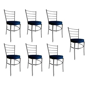 goyal steel amp furniture steel dining chair with cushion comfortable multi-purpose chair heavy duty for caf study hostel restaurant home office 7 blue standard