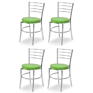 goyal steel amp furniture steel dining chair with cushion comfortable multi-purpose chair heavy duty for caf study hostel restaurant home office 4 green standard