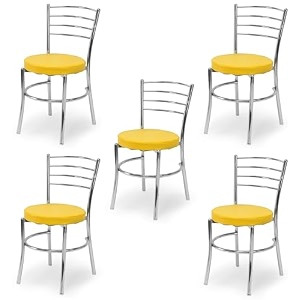 goyal steel amp furniture steel dining chair with cushion comfortable multi-purpose chair heavy duty for caf study hostel restaurant 5 yellow standard