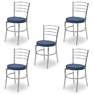 goyal steel amp furniture steel dining chair with cushion comfortable multi-purpose chair heavy duty for caf study hostel restaurant 5 blue standard