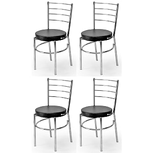 goyal steel amp furniture steel dining chair with cushion comfortable multi-purpose chair heavy duty for caf study hostel restaurant home office 4 black standard