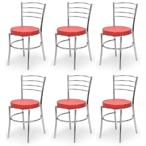 goyal steel amp furniture steel dining chair with cushion comfortable multi-purpose chair heavy duty for caf study hostel restaurant 6 red standard