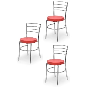 goyal steel amp furniture steel dining chair with cushion comfortable multi-purpose chair heavy duty for caf study hostel restaurant home office 3 red standard