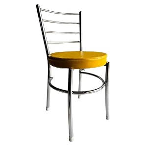 goyal steel amp furniture steel dining chair with cushion comfortable multi-purpose chair heavy duty for caf study hostel restaurant home office 1 yellow standard