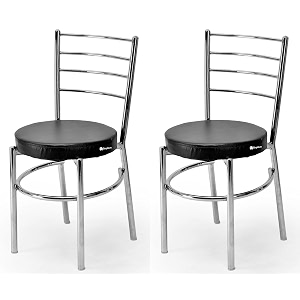 goyal steel amp furniture steel dining chair with cushion comfortable multi-purpose chair heavy duty for caf study hostel restaurant home office 2 black standard