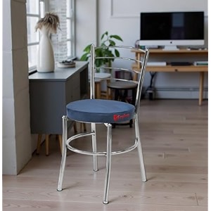 goyal steel amp furniture steel dining chair with cushion comfortable multi-purpose chair heavy duty for caf study hostel restaurant 1 blue standard