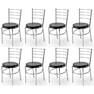 goyal steel amp furniture steel dining chair with cushion comfortable multi-purpose chair heavy duty for caf study hostel restaurant 8 black standard