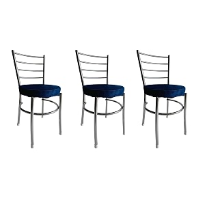 goyal steel amp furniture steel dining chair with cushion comfortable multi-purpose chair heavy duty for caf study hostel restaurant home office 3 blue standard
