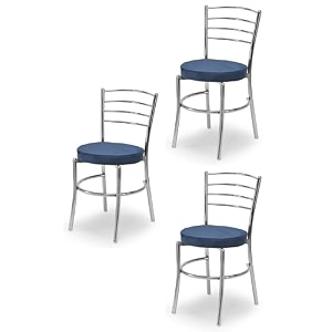 goyal steel amp furniture steel dining chair with cushion comfortable multi-purpose chair heavy duty for caf study hostel restaurant 3 blue standard