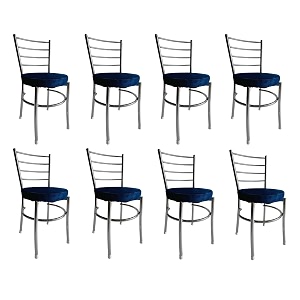 goyal steel amp furniture steel dining chair with cushion comfortable multi-purpose chair heavy duty for caf study hostel restaurant home office 8 blue standard