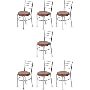 goyal steel amp furniture steel dining chair with cushion comfortable multi-purpose chair heavy duty for caf study hostel restaurant home office 7 brown standard