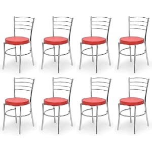 goyal steel amp furniture steel dining chair with cushion comfortable multi-purpose chair heavy duty for caf study hostel restaurant 8 red standard
